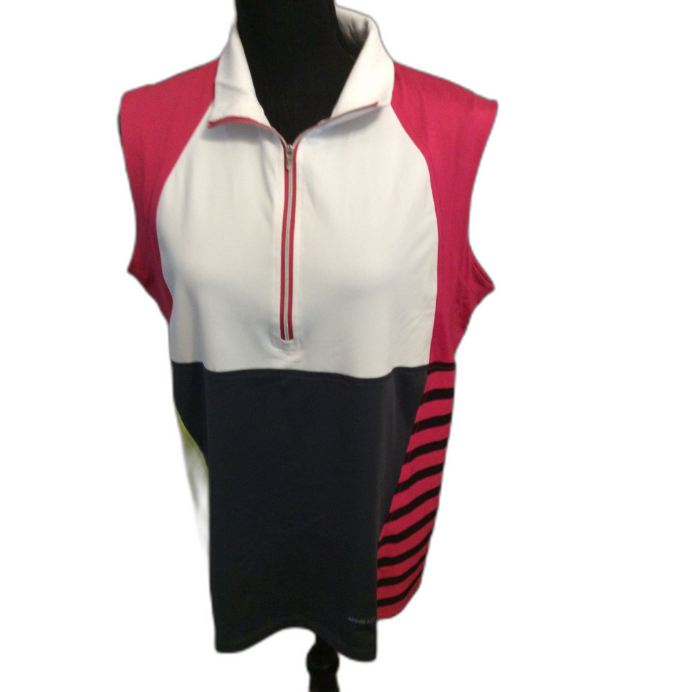 Annika Cutter & Buck Golf Pickleball Sleeveless partial zip Polo Color block XL